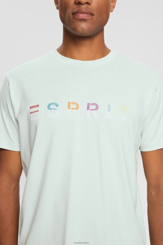 Esprit muškarci majica od džersija s izvezenim logom pastelno plava majice kratkih rukava A48RT919