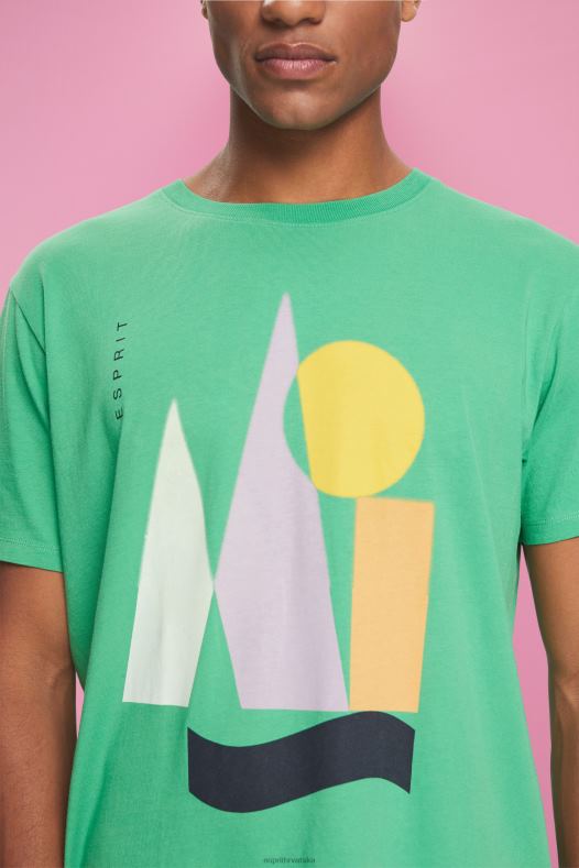 Esprit muškarci majica od džersija s printom zelena majice kratkih rukava A48RT845