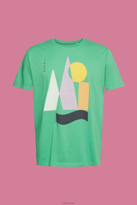 Esprit muškarci majica od džersija s printom zelena majice kratkih rukava A48RT845