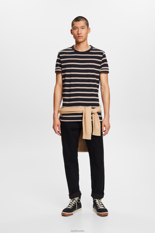 Esprit muškarci majica od žerseja na pruge, 100% pamuk crno majice kratkih rukava A48RT590