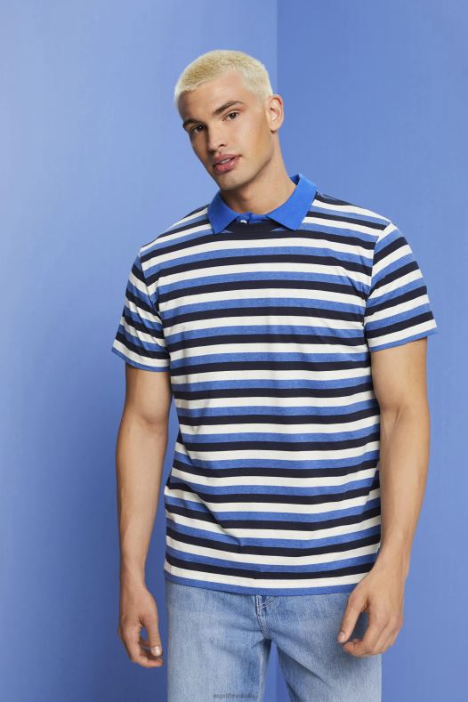 Esprit muškarci majica od žerseja na pruge, 100% pamuk mornarica majice kratkih rukava A48RT736