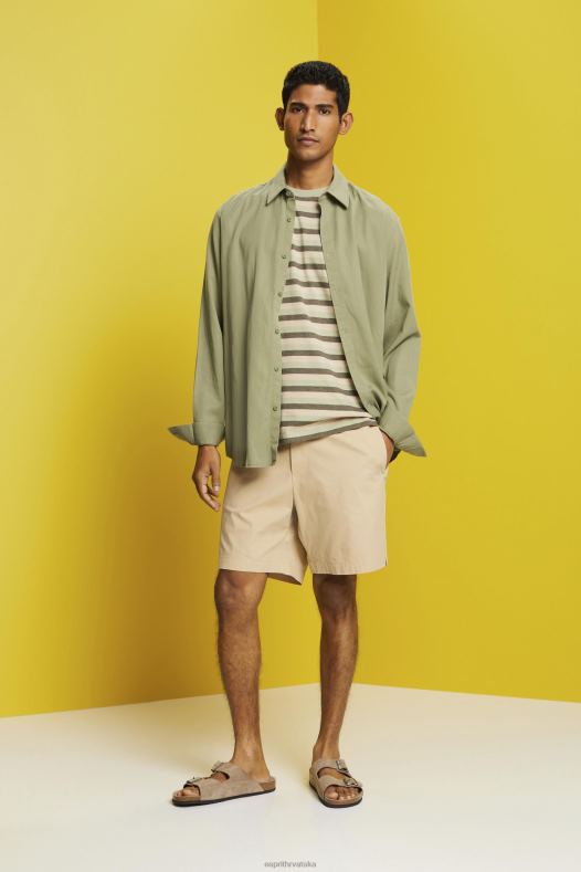 Esprit muškarci majica od žerseja na pruge, 100% pamuk svijetlo zelena majice kratkih rukava A48RT735