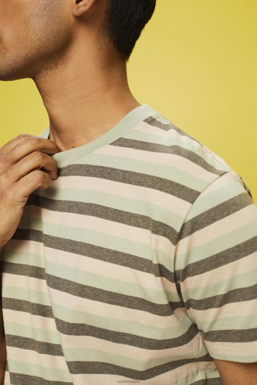 Esprit muškarci majica od žerseja na pruge, 100% pamuk svijetlo zelena majice kratkih rukava A48RT735