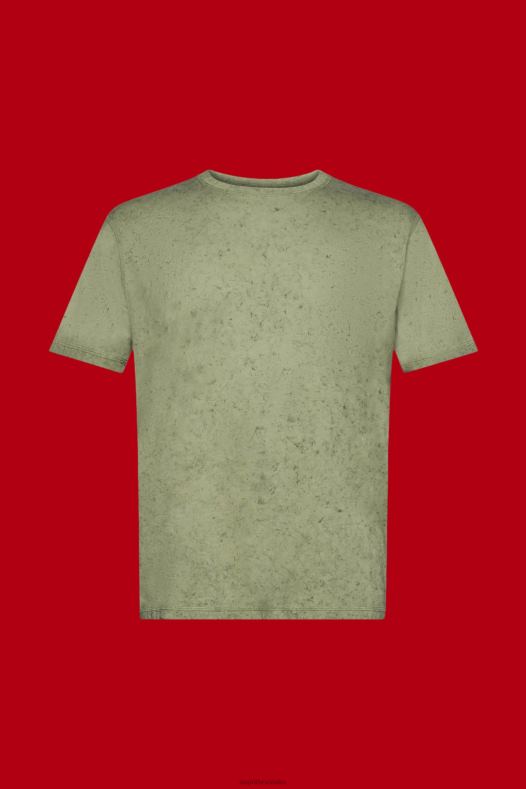 Esprit muškarci majica s ispranim efektom svijetli kaki majice kratkih rukava A48RT752