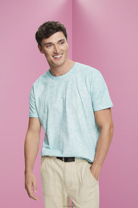 Esprit muškarci majica s ispranim efektom svijetlo vodeno zelena majice kratkih rukava A48RT753