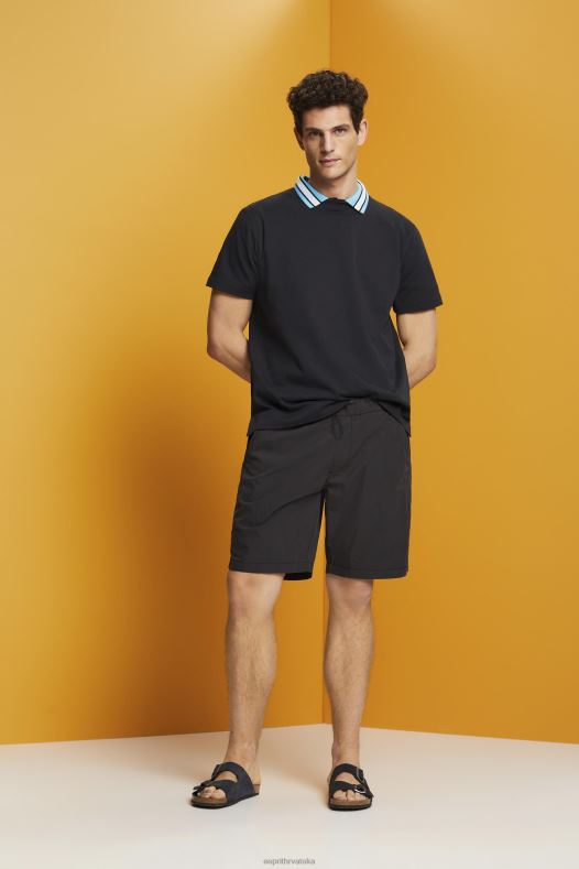 Esprit muškarci majica s logom, 100% pamuk crno majice kratkih rukava A48RT668