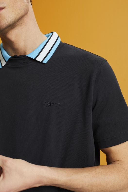 Esprit muškarci majica s logom, 100% pamuk crno majice kratkih rukava A48RT668