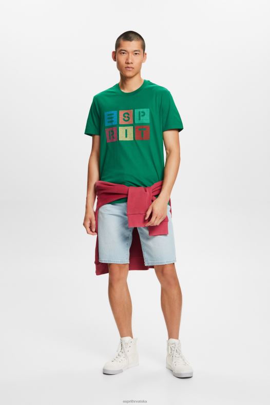 Esprit muškarci majica s logom, 100% pamuk tamnozelene majice kratkih rukava A48RT588