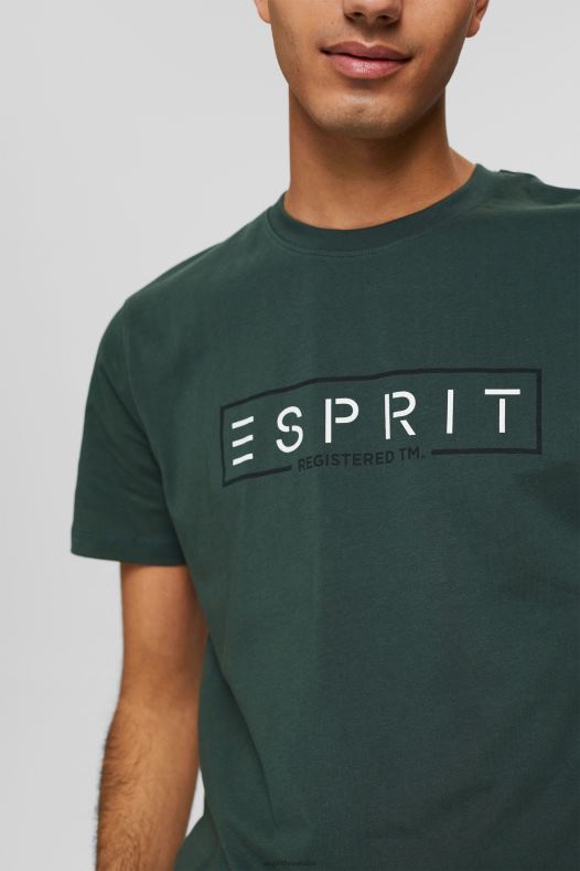 Esprit muškarci majica s logotipom jersey, 100% pamuk teal plava majice kratkih rukava A48RT734