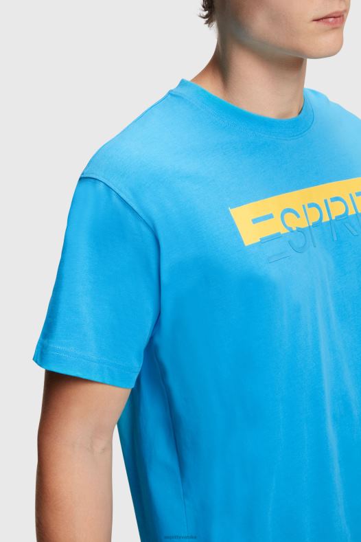 Esprit muškarci majica s logotipom mat sjaja tirkiz majice kratkih rukava A48RT618