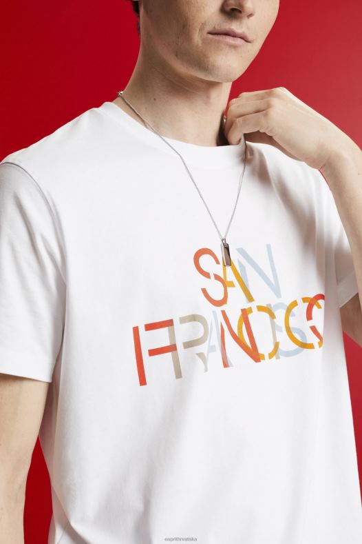 Esprit muškarci majica s prednjim printom, 100% pamuk San Francisco White majice kratkih rukava A48RT739