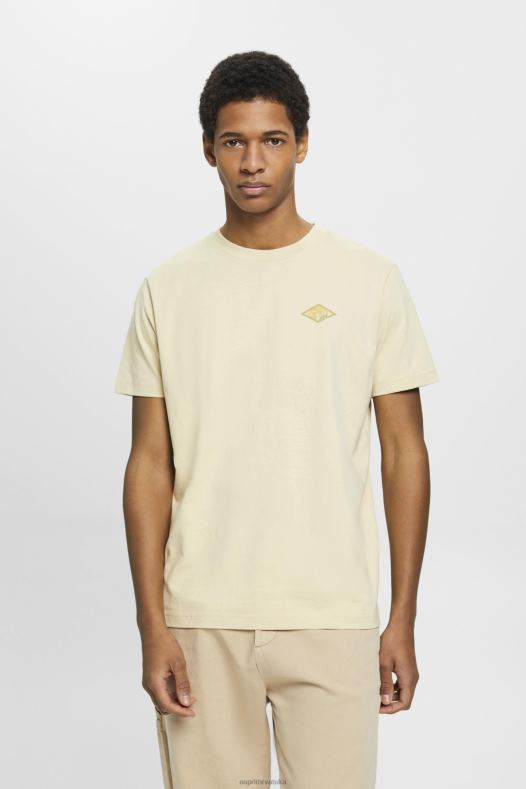 Esprit muškarci majica s printom logotipa bež majice kratkih rukava A48RT600