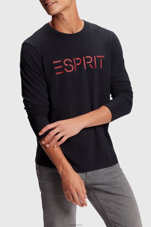 Esprit muškarci majica s printom logotipa crno majice kratkih rukava A48RT862