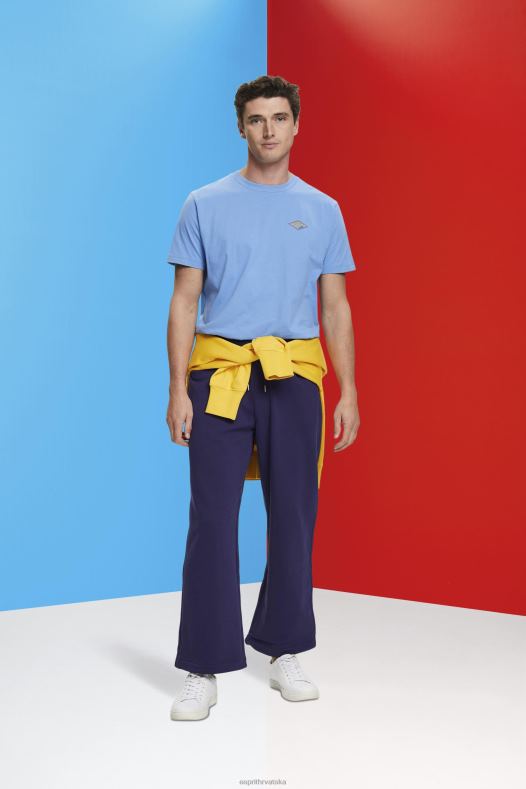 Esprit muškarci majica s printom logotipa svijetloplava boja lavande majice kratkih rukava A48RT602