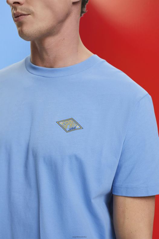 Esprit muškarci majica s printom logotipa svijetloplava boja lavande majice kratkih rukava A48RT602