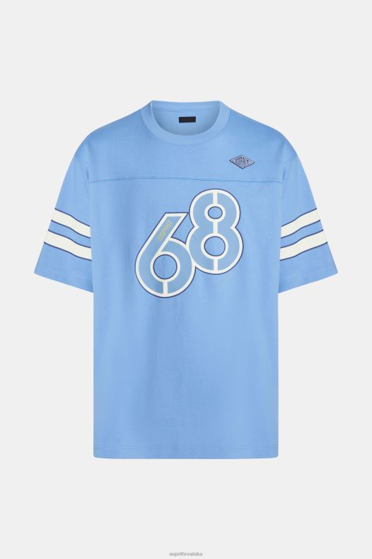 Esprit muškarci majica s prugastim rukavima s grafičkim printom svijetloplava boja lavande majice kratkih rukava A48RT807