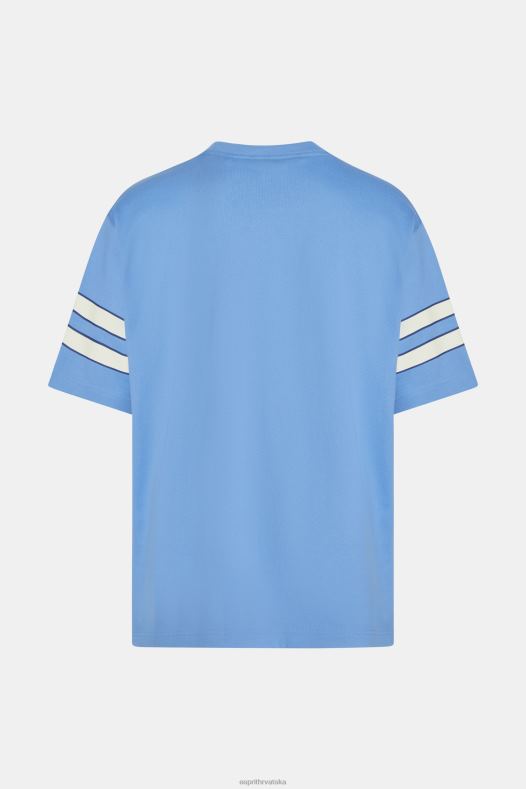 Esprit muškarci majica s prugastim rukavima s grafičkim printom svijetloplava boja lavande majice kratkih rukava A48RT807