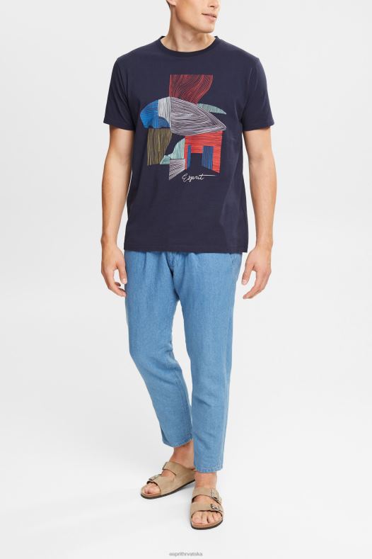 Esprit muškarci održiva majica s ilustracijom pamuka mornarica majice kratkih rukava A48RT940