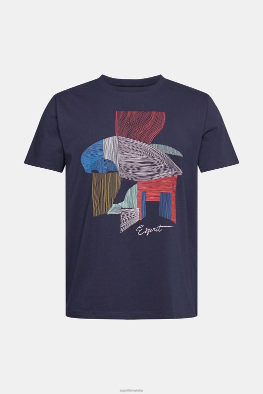Esprit muškarci održiva majica s ilustracijom pamuka mornarica majice kratkih rukava A48RT940