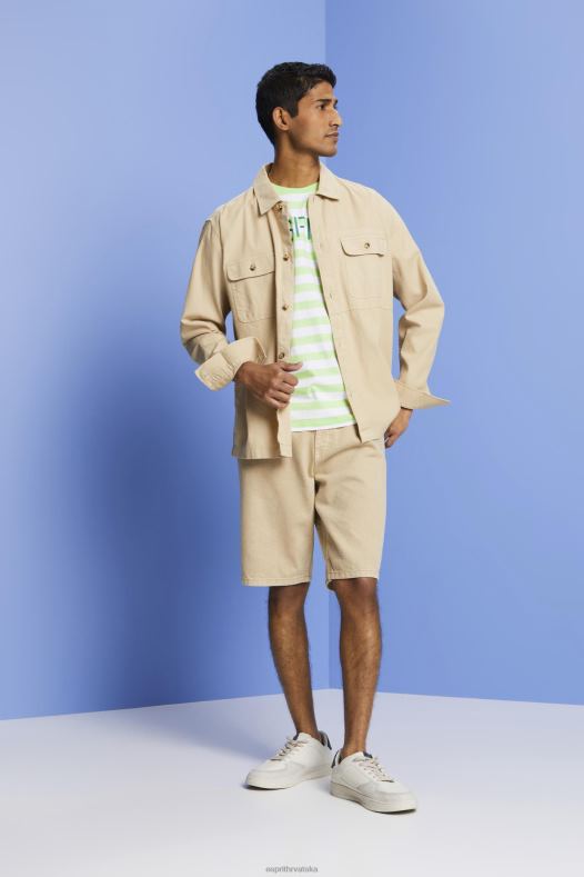 Esprit muškarci održiva pamučna prugasta majica citrusno zelena majice kratkih rukava A48RT742