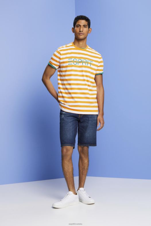Esprit muškarci održiva pamučna prugasta majica naranča majice kratkih rukava A48RT745