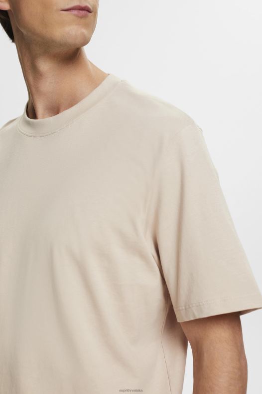 Esprit muškarci pamučna majica s okruglim izrezom svijetlo taupe majice kratkih rukava A48RT722