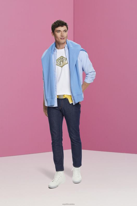 Esprit muškarci pamučna majica s printom logotipa bijela majice kratkih rukava A48RT624