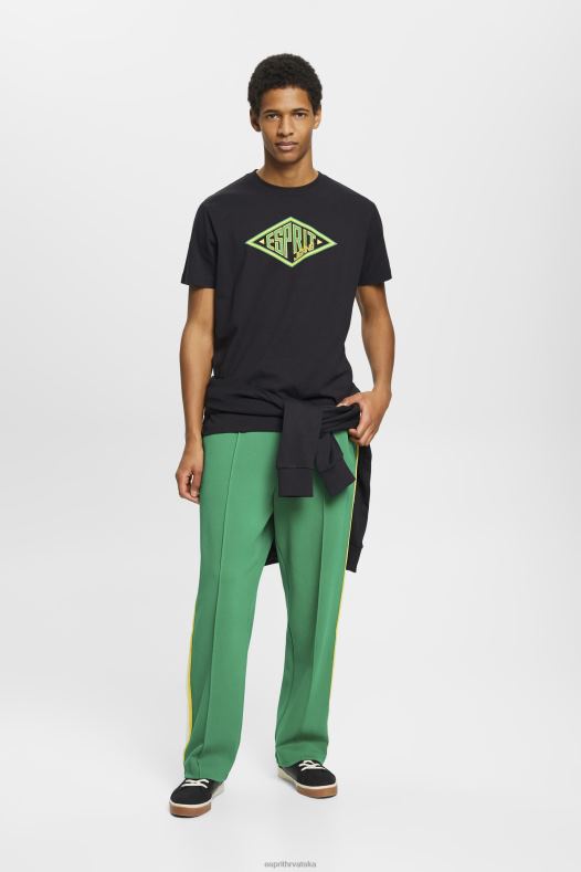 Esprit muškarci pamučna majica s printom logotipa crno majice kratkih rukava A48RT623