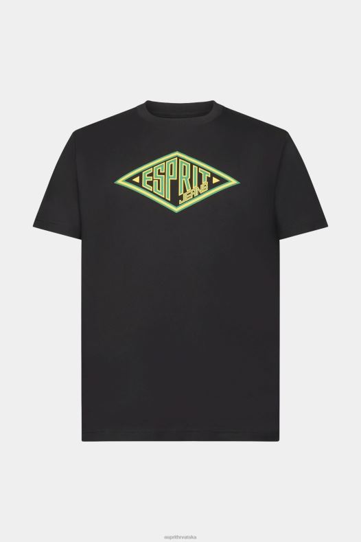 Esprit muškarci pamučna majica s printom logotipa crno majice kratkih rukava A48RT623