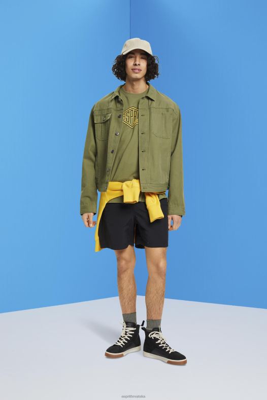 Esprit muškarci pamučna majica s printom logotipa maslina majice kratkih rukava A48RT626