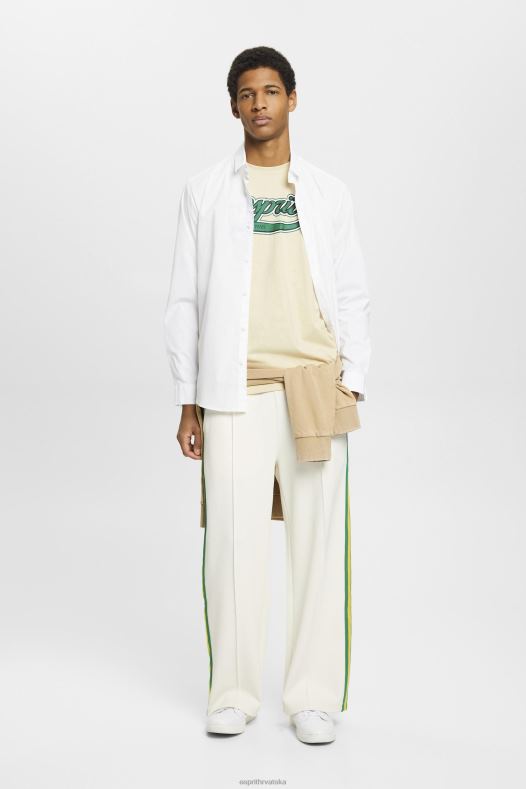 Esprit muškarci pamučna majica s printom retro logotipa bež majice kratkih rukava A48RT630