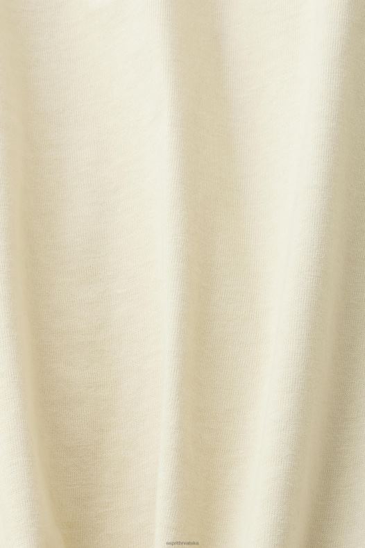 Esprit muškarci pamučna majica s printom retro logotipa bež majice kratkih rukava A48RT630