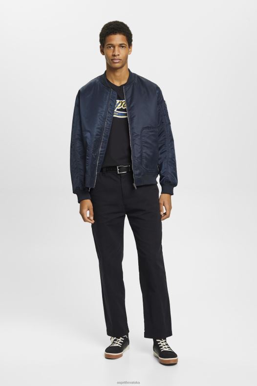 Esprit muškarci pamučna majica s printom retro logotipa crno majice kratkih rukava A48RT628