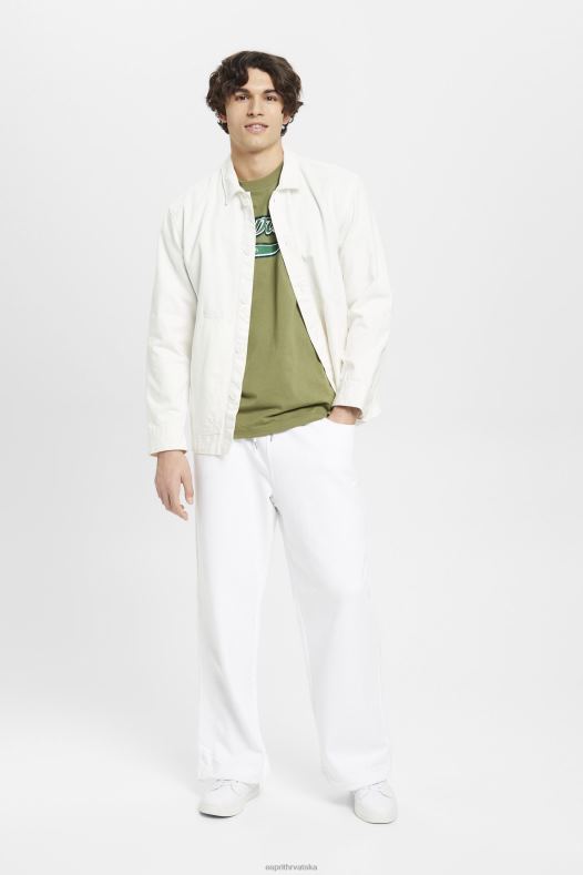 Esprit muškarci pamučna majica s printom retro logotipa maslina majice kratkih rukava A48RT631