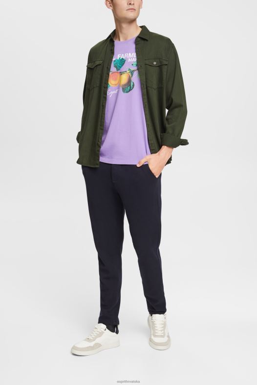 Esprit muškarci print majica lila majice kratkih rukava A48RT889