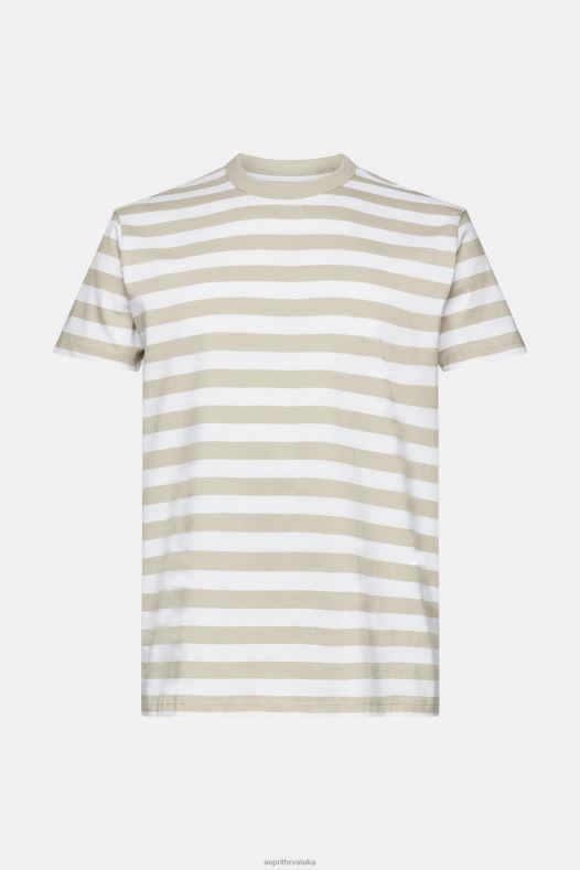 Esprit muškarci prugasta majica s okruglim izrezom prašnjavo zelena majice kratkih rukava A48RT768
