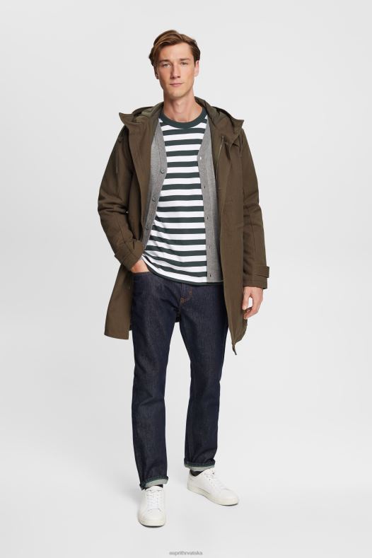 Esprit muškarci prugasta majica s okruglim izrezom tamno plavozelena majice kratkih rukava A48RT769