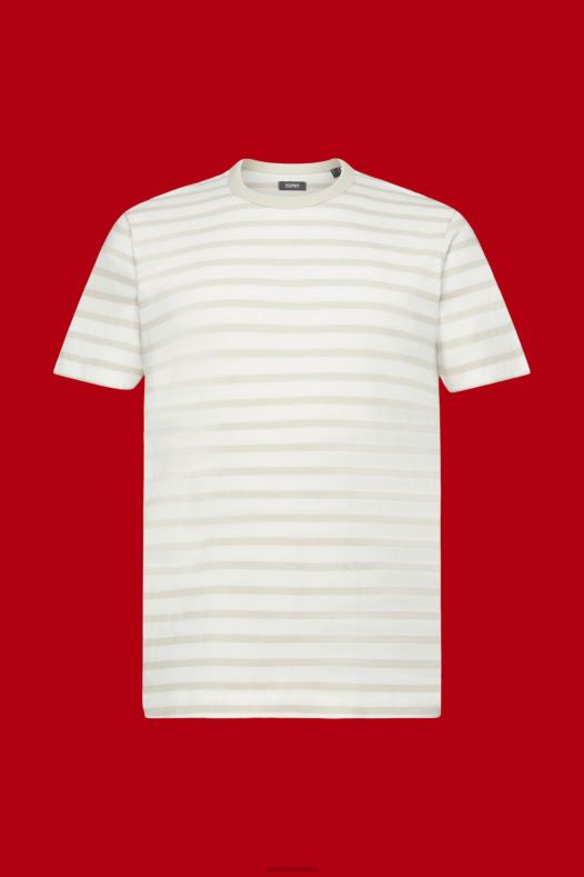 Esprit muškarci prugasta održiva pamučna majica svijetlo taupe majice kratkih rukava A48RT704