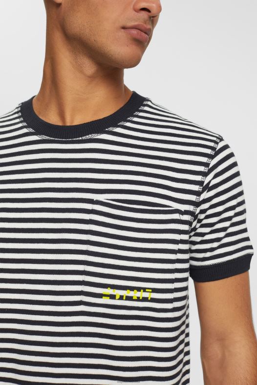 Esprit muškarci prugasta pletena majica crno majice kratkih rukava A48RT898
