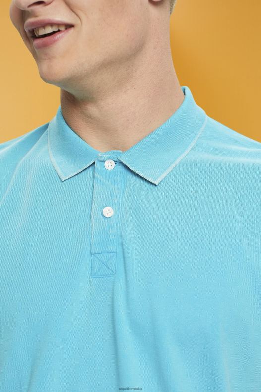 Esprit muškarci kameno isprana pamučna pike polo majica vodeno zelena polos A48RT708