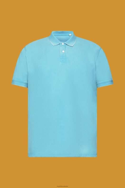 Esprit muškarci kameno isprana pamučna pike polo majica vodeno zelena polos A48RT708