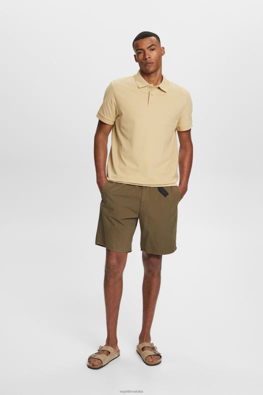 Esprit muškarci pamučna mrežasta polo majica blijedo kaki polos A48RT568