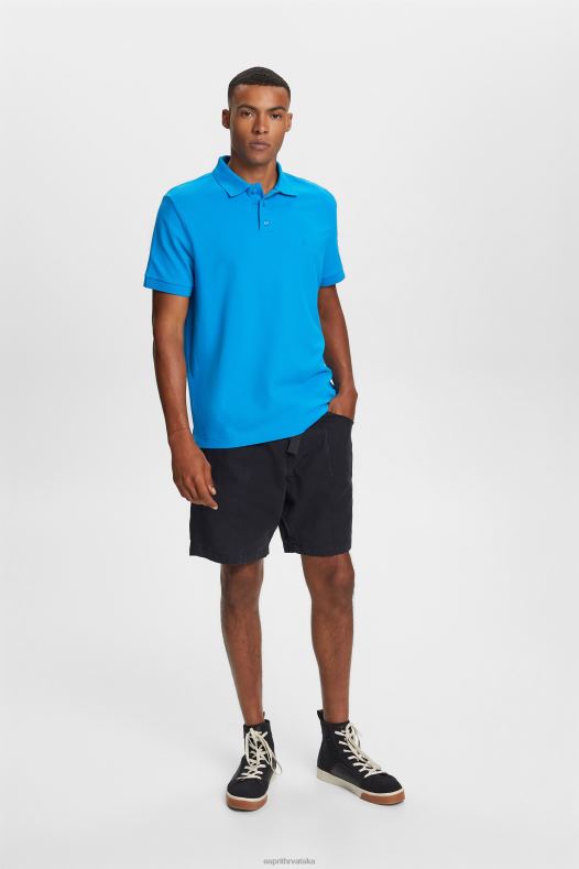 Esprit muškarci pamučna mrežasta polo majica svijetlo plava polos A48RT570