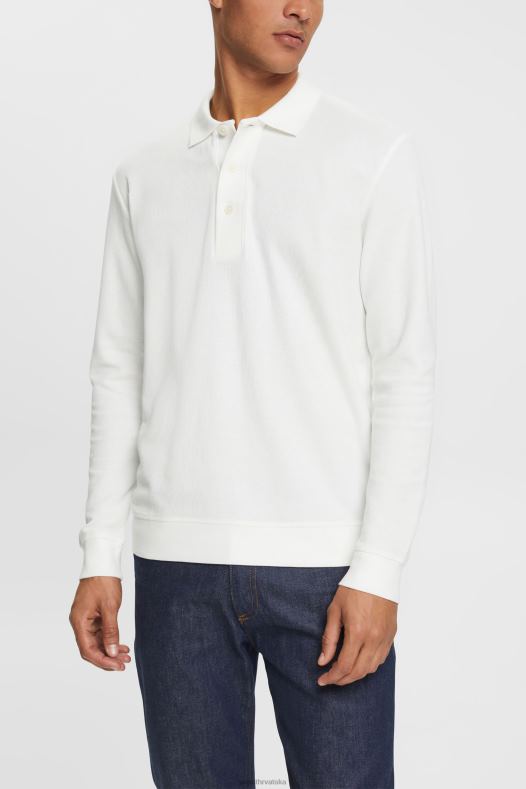 Esprit muškarci pike polo majica dugih rukava prljavo bijelo polos A48RT951