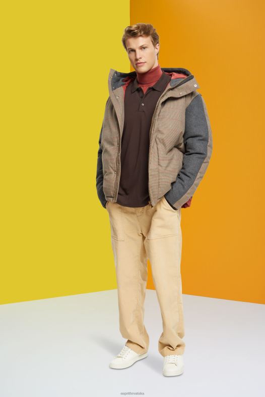 Esprit muškarci pike polo majica dugih rukava tamno smeđa polos A48RT836