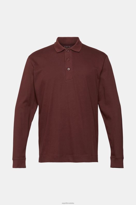 Esprit muškarci polo majica dugih rukava bordo crvena polos A48RT821