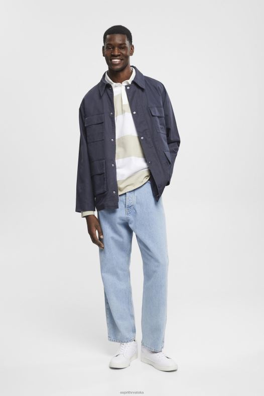 Esprit muškarci polo majica dugih rukava na pruge prašnjavo zelena polos A48RT719