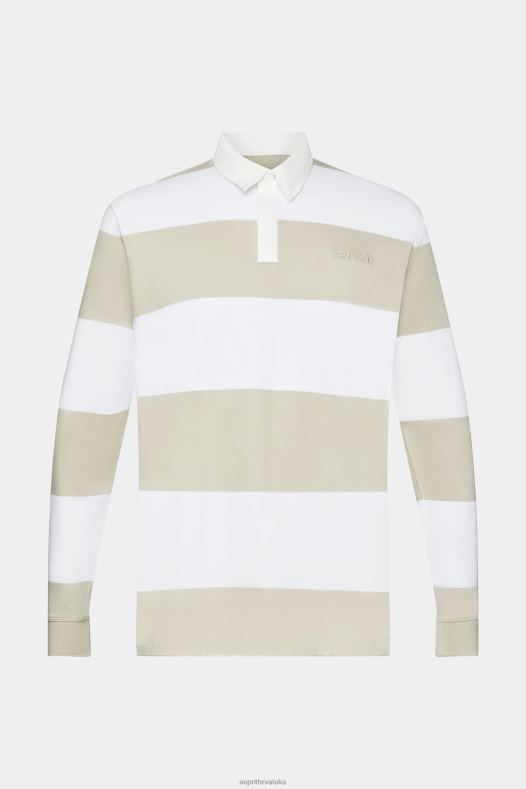 Esprit muškarci polo majica dugih rukava na pruge prašnjavo zelena polos A48RT719