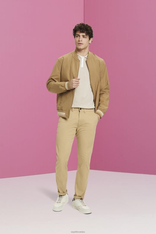 Esprit muškarci pomiješana tencel i održiva pamučna polo majica svijetlo taupe polos A48RT759