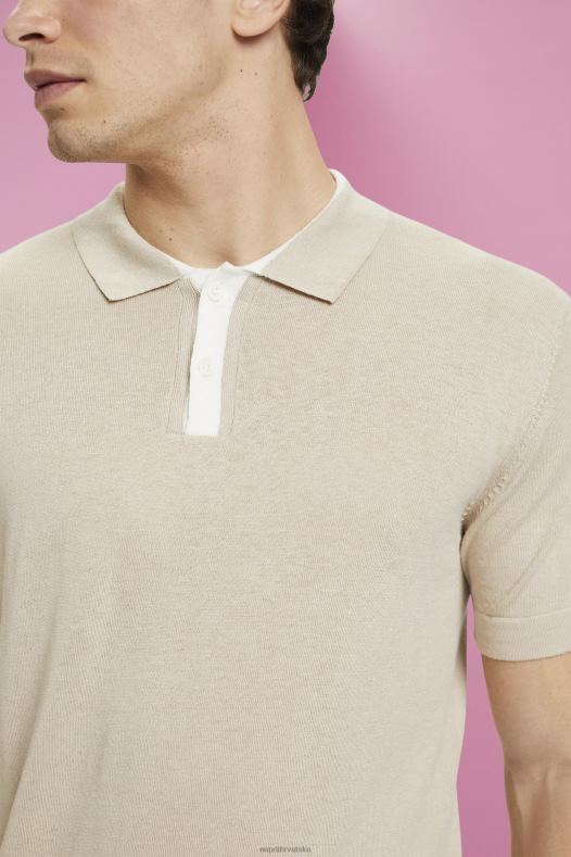 Esprit muškarci pomiješana tencel i održiva pamučna polo majica svijetlo taupe polos A48RT759